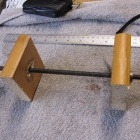 Homemade Headset Cup Press - a simple threaded rod with wooden plates and some bolts for tightening