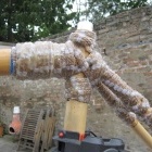 Seat tube - excess resin, but more worrying is the exposed bamboo within the joint (bad wrapping)