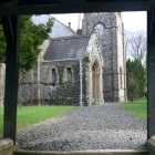 View of the church through the gate